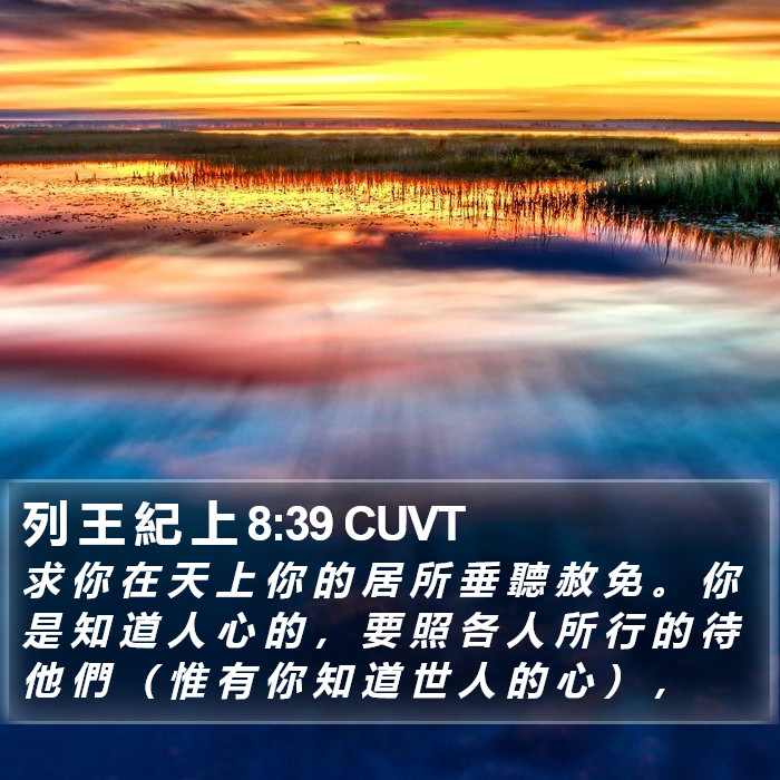 列 王 紀 上 8:39 CUVT Bible Study