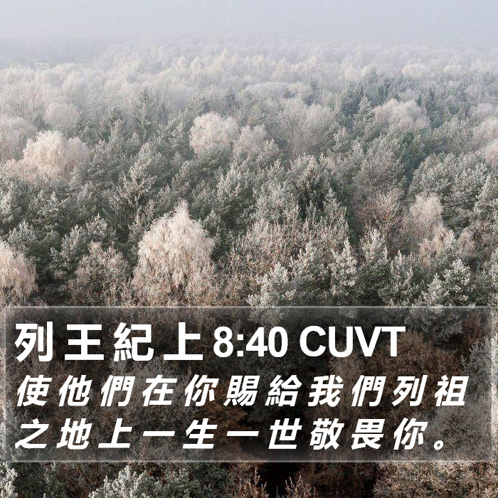 列 王 紀 上 8:40 CUVT Bible Study