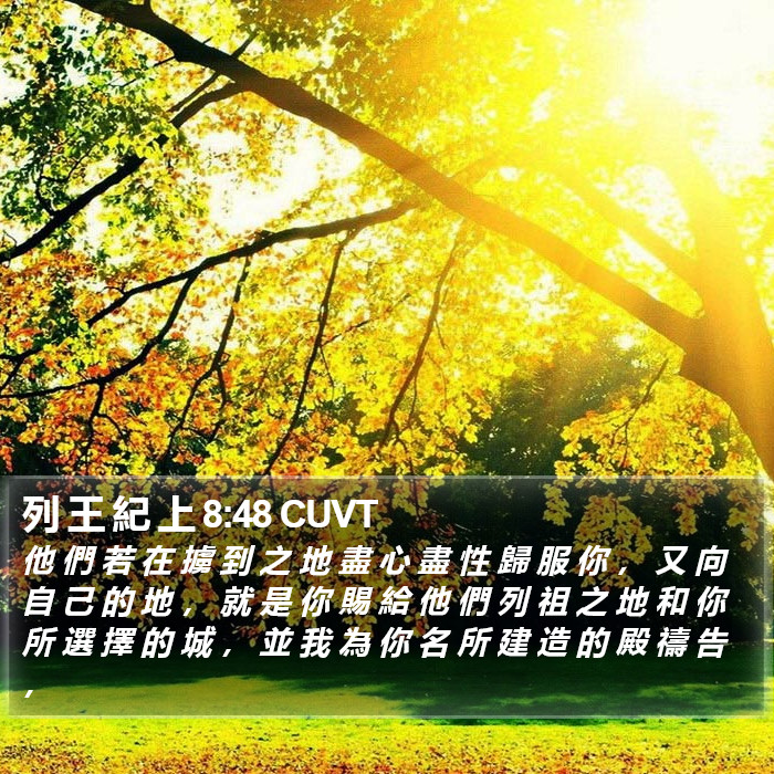 列 王 紀 上 8:48 CUVT Bible Study