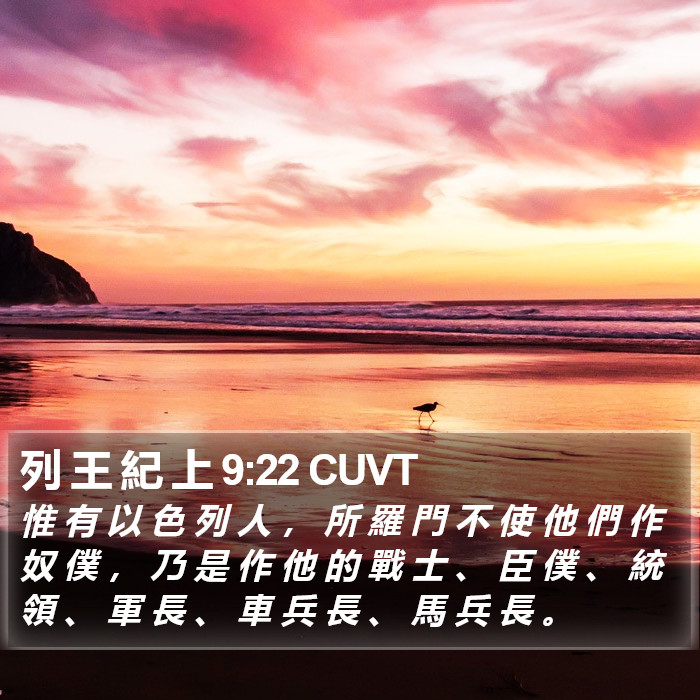 列 王 紀 上 9:22 CUVT Bible Study
