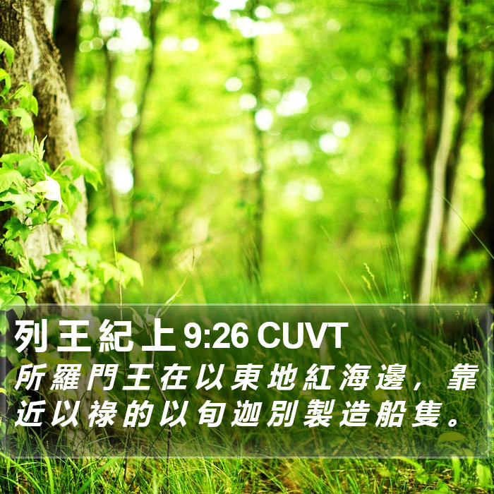 列 王 紀 上 9:26 CUVT Bible Study