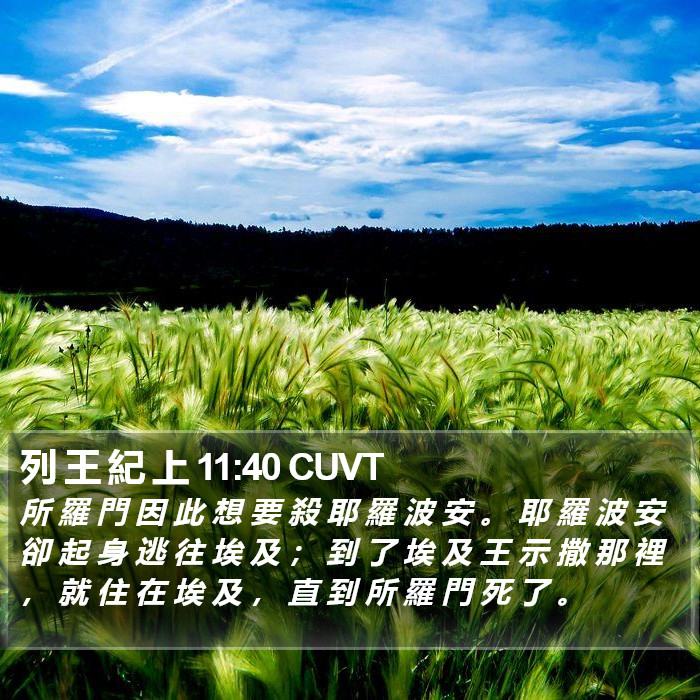 列 王 紀 上 11:40 CUVT Bible Study