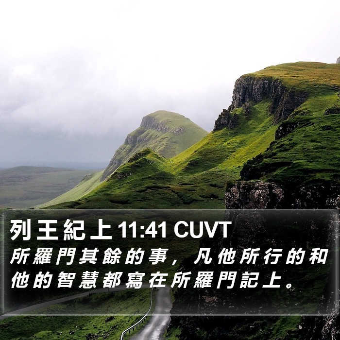 列 王 紀 上 11:41 CUVT Bible Study