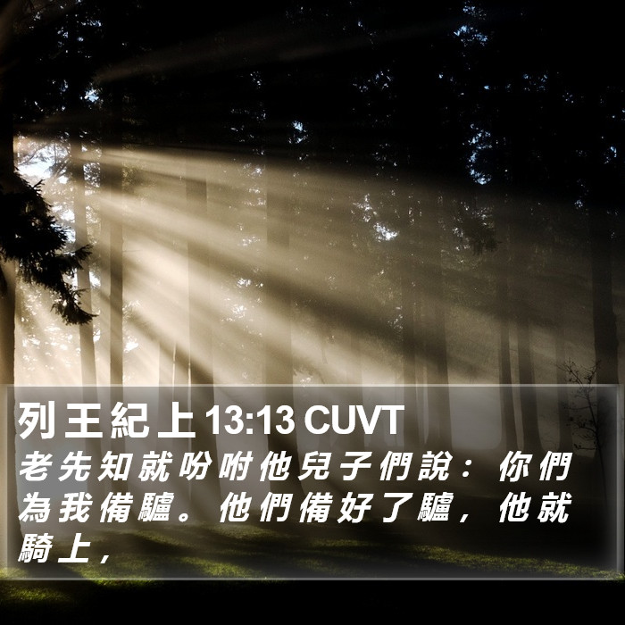 列 王 紀 上 13:13 CUVT Bible Study