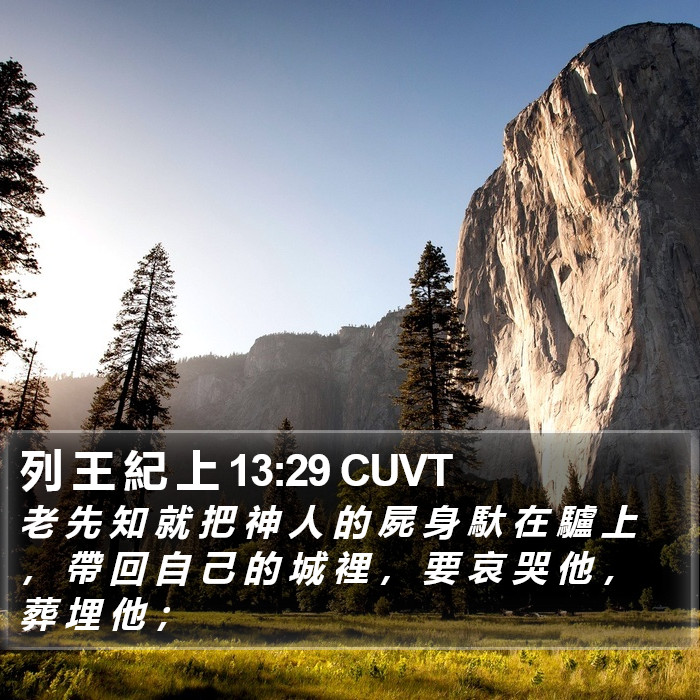列 王 紀 上 13:29 CUVT Bible Study