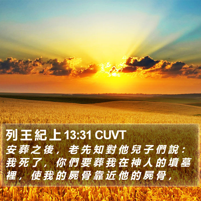 列 王 紀 上 13:31 CUVT Bible Study