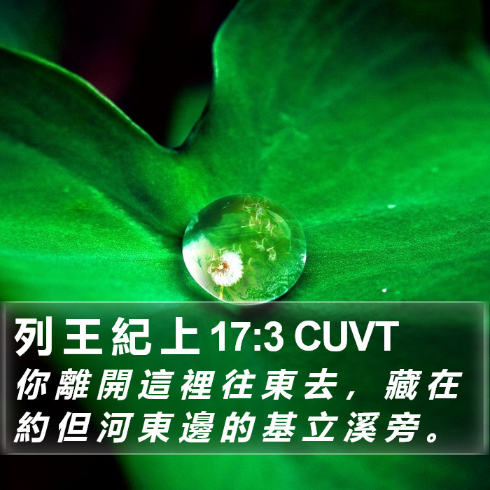 列 王 紀 上 17:3 CUVT Bible Study