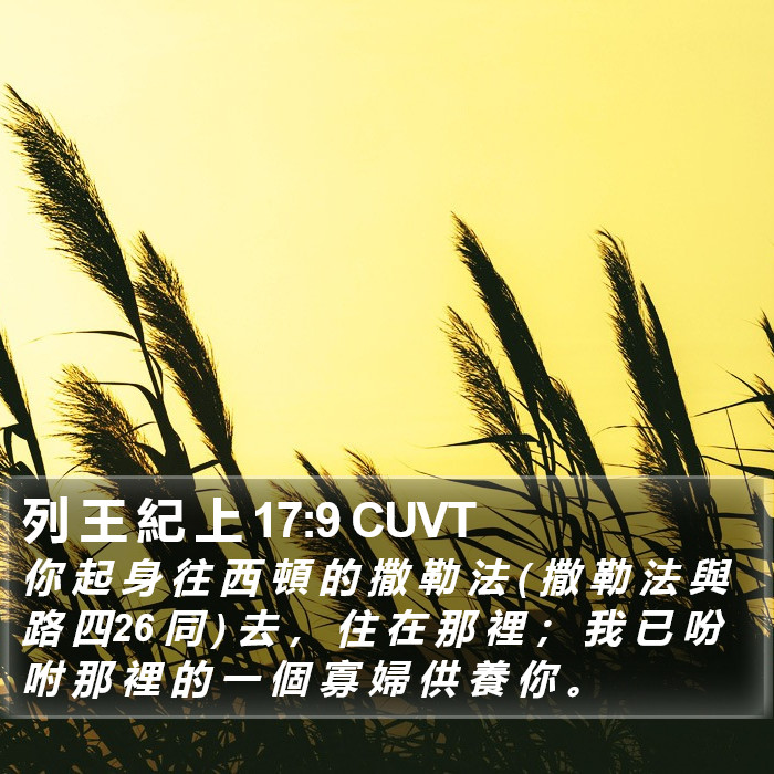 列 王 紀 上 17:9 CUVT Bible Study