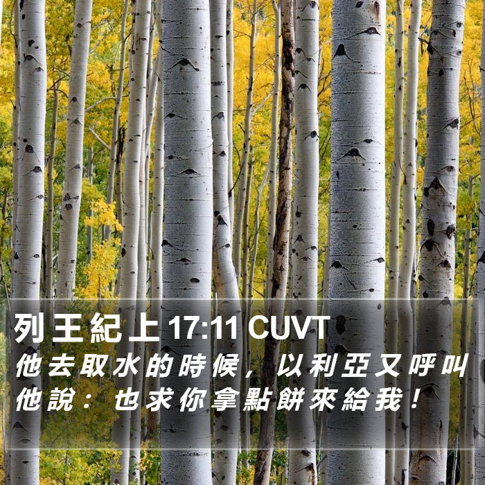 列 王 紀 上 17:11 CUVT Bible Study