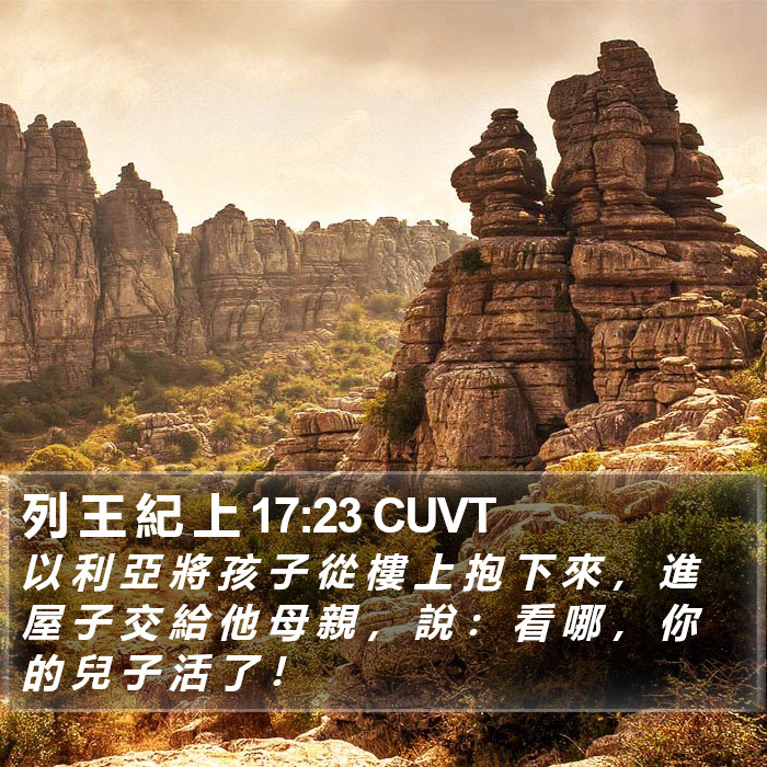 列 王 紀 上 17:23 CUVT Bible Study