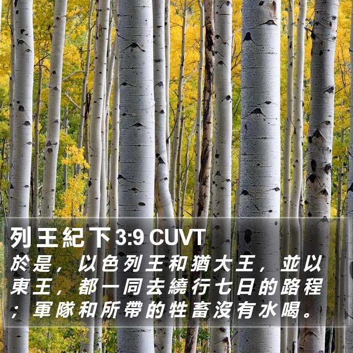 列 王 紀 下 3:9 CUVT Bible Study