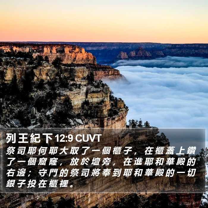 列 王 紀 下 12:9 CUVT Bible Study