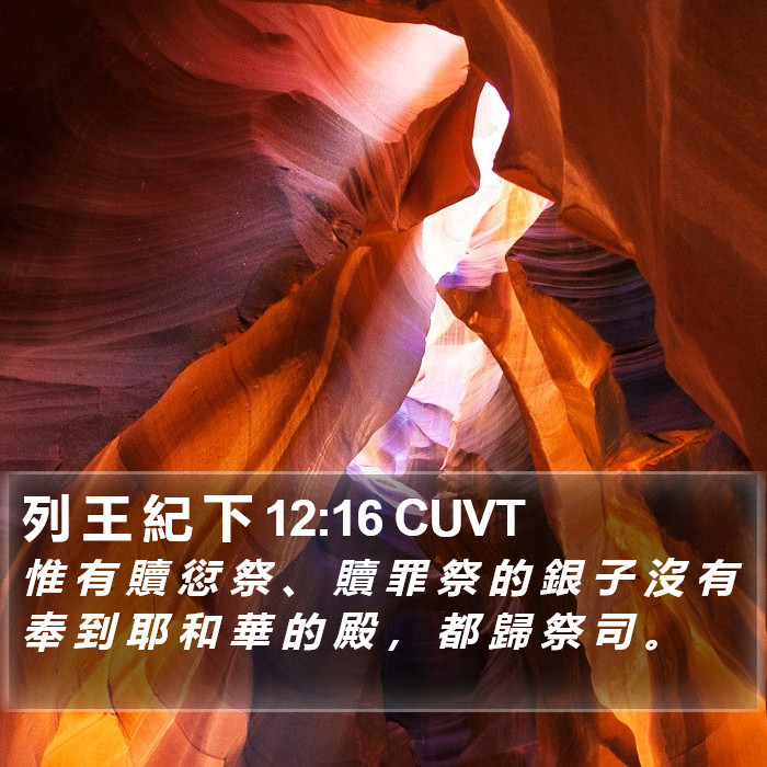 列 王 紀 下 12:16 CUVT Bible Study