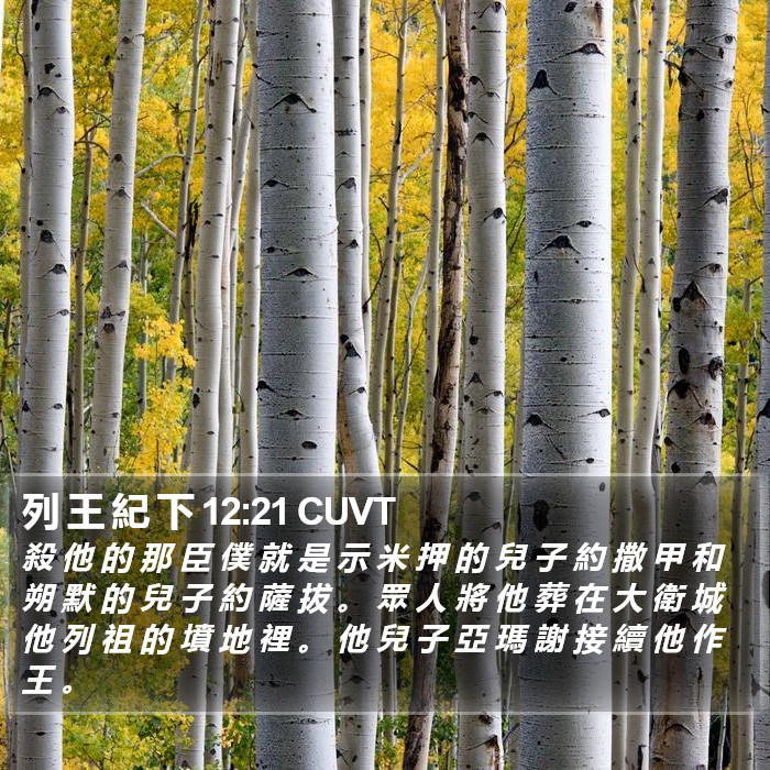 列 王 紀 下 12:21 CUVT Bible Study