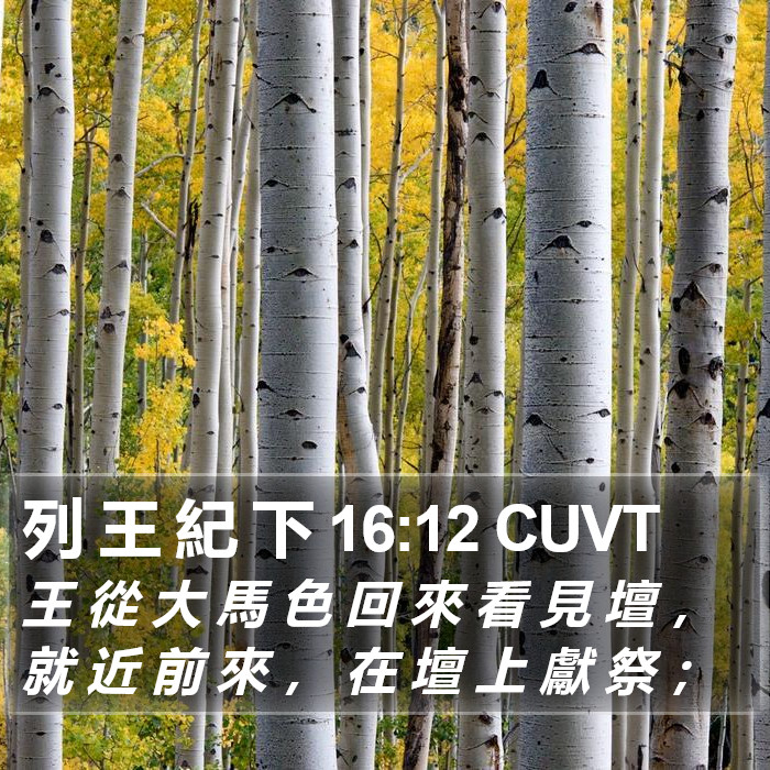 列 王 紀 下 16:12 CUVT Bible Study