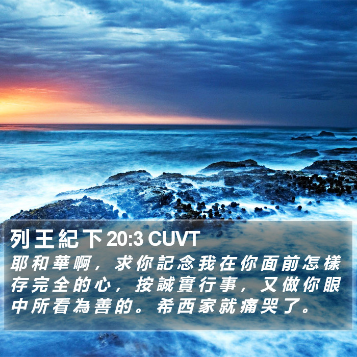 列 王 紀 下 20:3 CUVT Bible Study