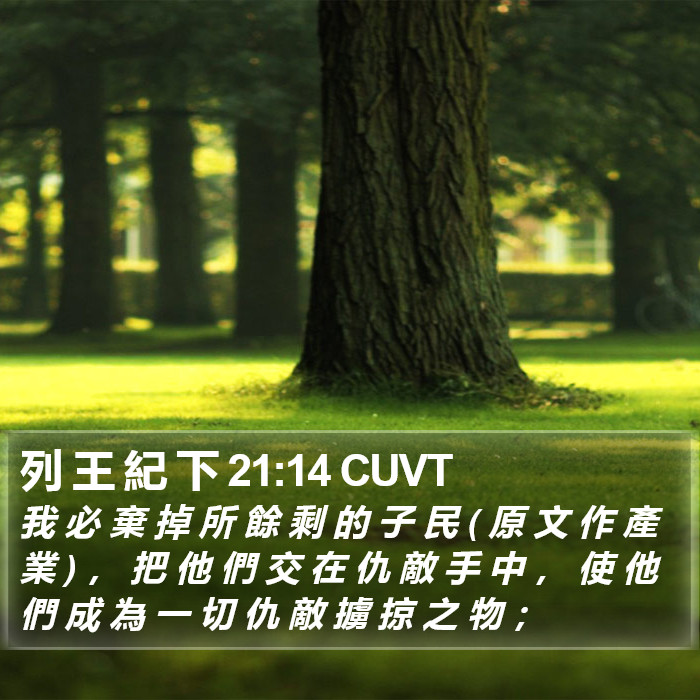 列 王 紀 下 21:14 CUVT Bible Study