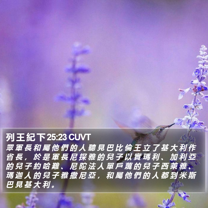 列 王 紀 下 25:23 CUVT Bible Study