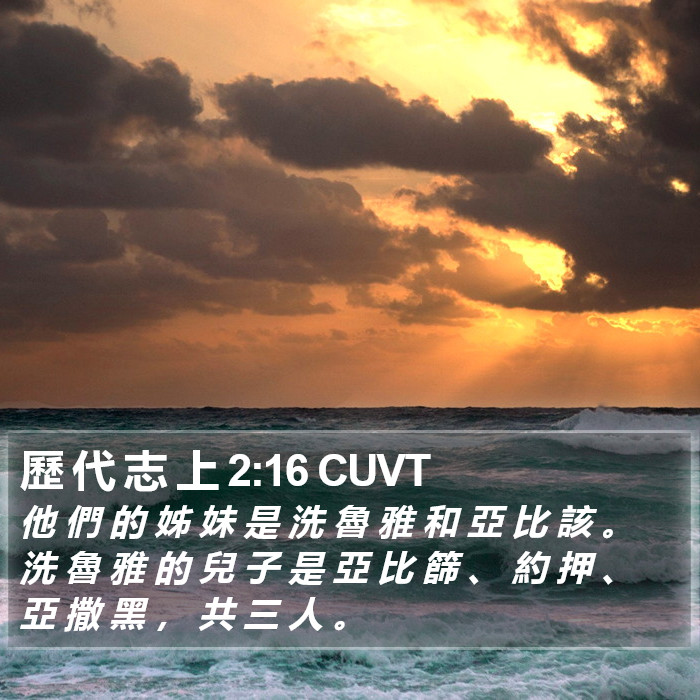 歷 代 志 上 2:16 CUVT Bible Study