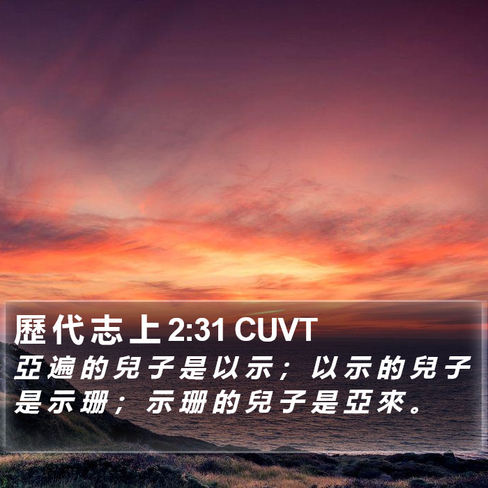 歷 代 志 上 2:31 CUVT Bible Study