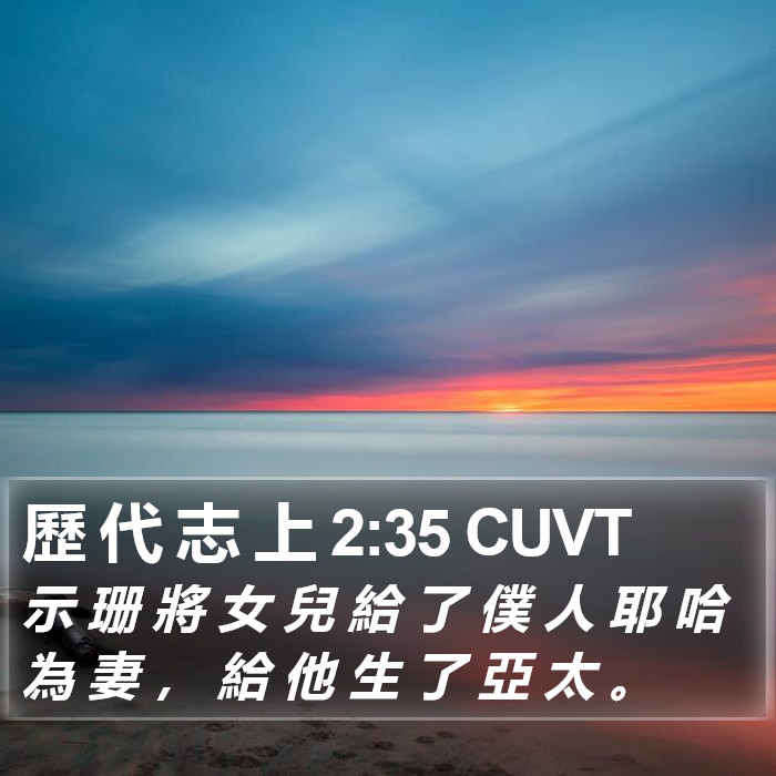 歷 代 志 上 2:35 CUVT Bible Study