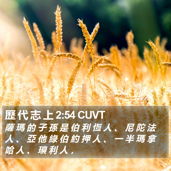 歷 代 志 上 2:54 CUVT Bible Study