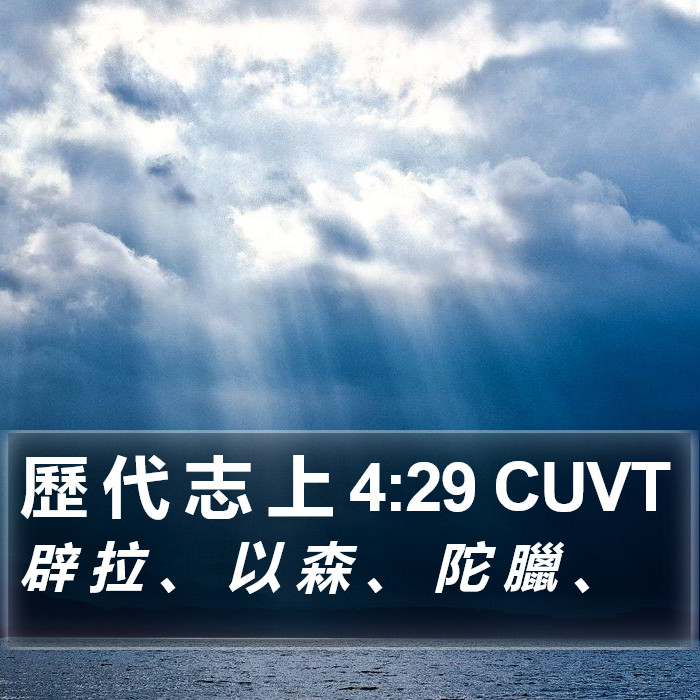 歷 代 志 上 4:29 CUVT Bible Study