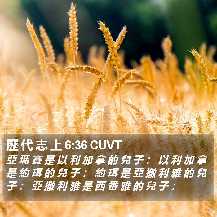 歷 代 志 上 6:36 CUVT Bible Study