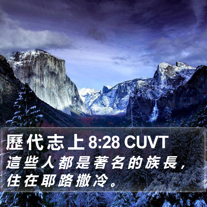 歷 代 志 上 8:28 CUVT Bible Study