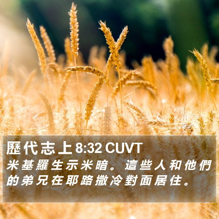 歷 代 志 上 8:32 CUVT Bible Study