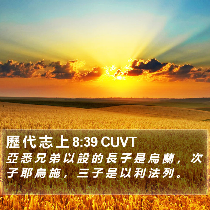 歷 代 志 上 8:39 CUVT Bible Study