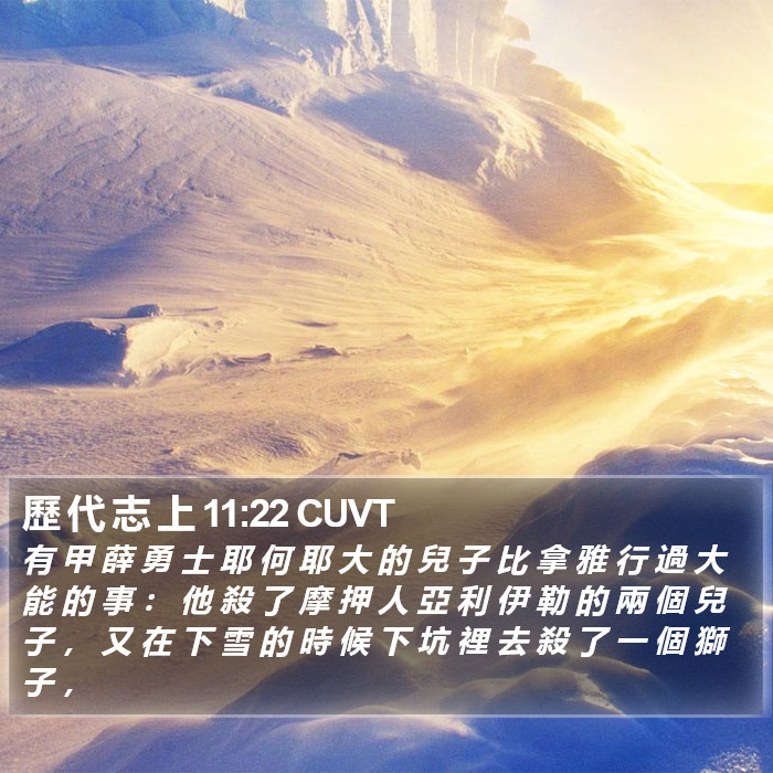 歷 代 志 上 11:22 CUVT Bible Study