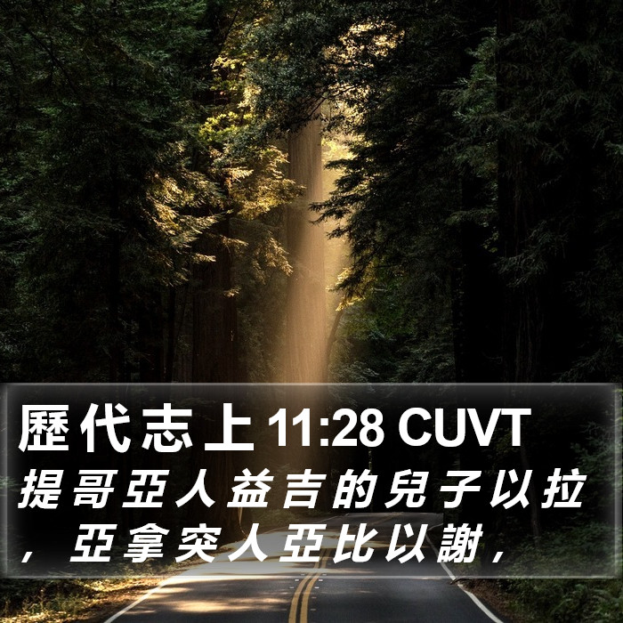 歷 代 志 上 11:28 CUVT Bible Study