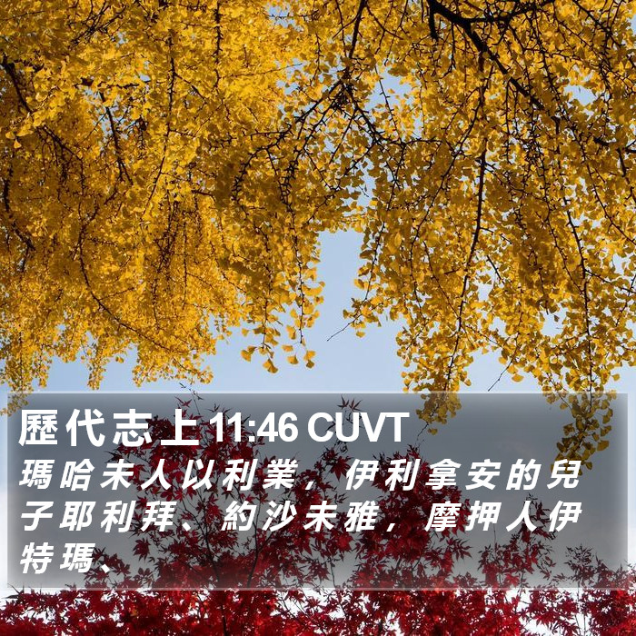 歷 代 志 上 11:46 CUVT Bible Study