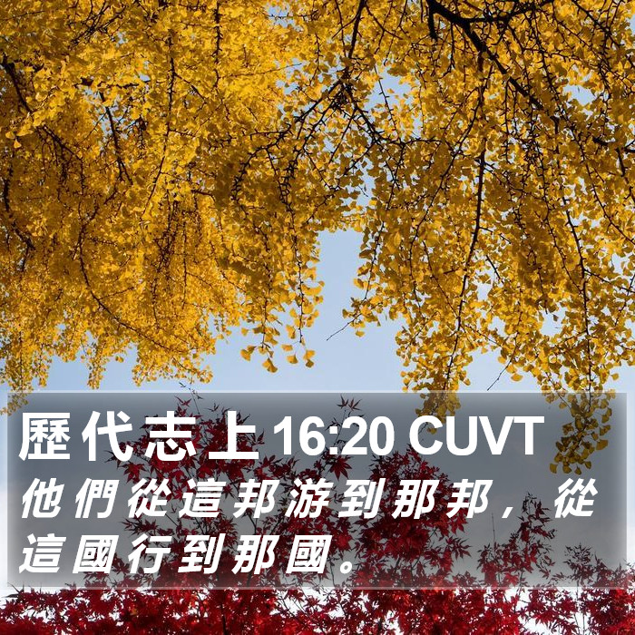 歷 代 志 上 16:20 CUVT Bible Study