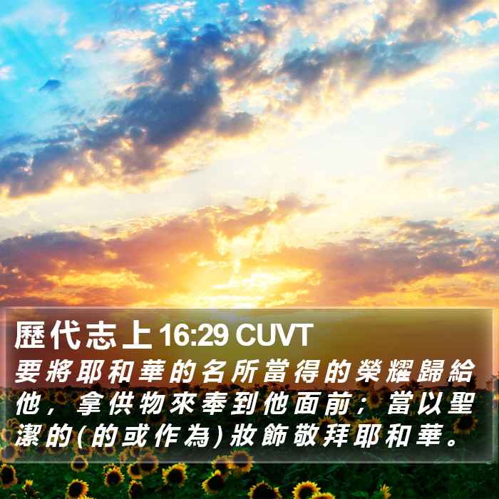 歷 代 志 上 16:29 CUVT Bible Study