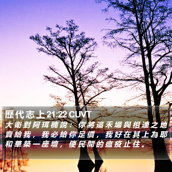 歷 代 志 上 21:22 CUVT Bible Study