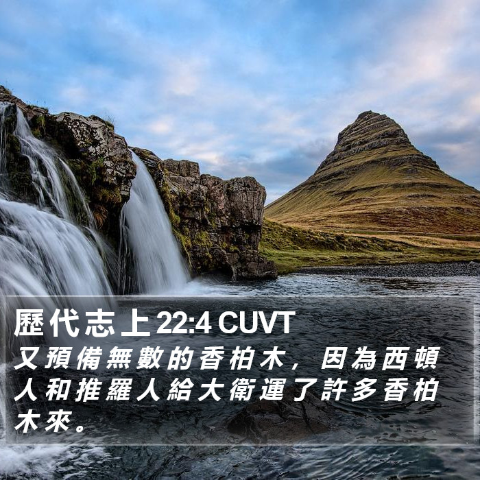 歷 代 志 上 22:4 CUVT Bible Study
