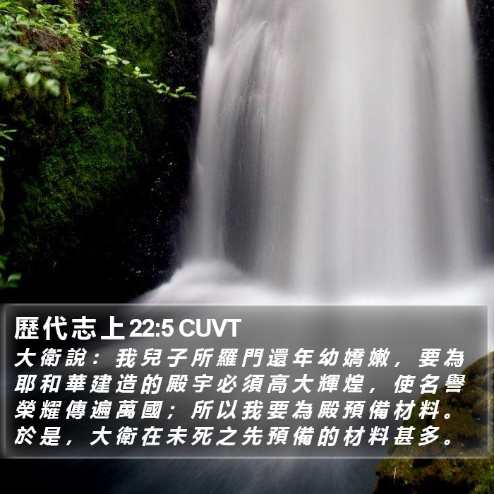 歷 代 志 上 22:5 CUVT Bible Study