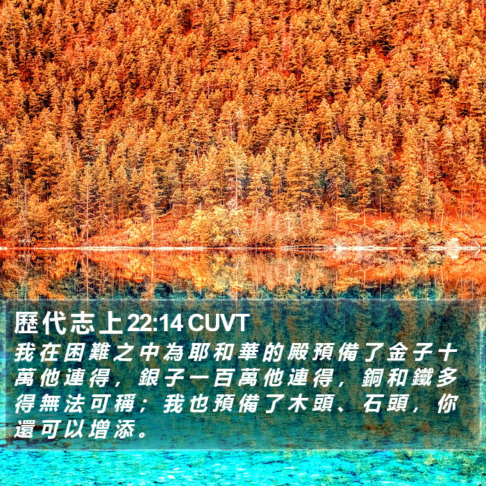 歷 代 志 上 22:14 CUVT Bible Study