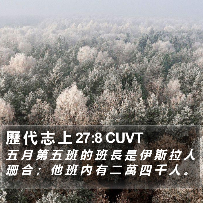 歷 代 志 上 27:8 CUVT Bible Study