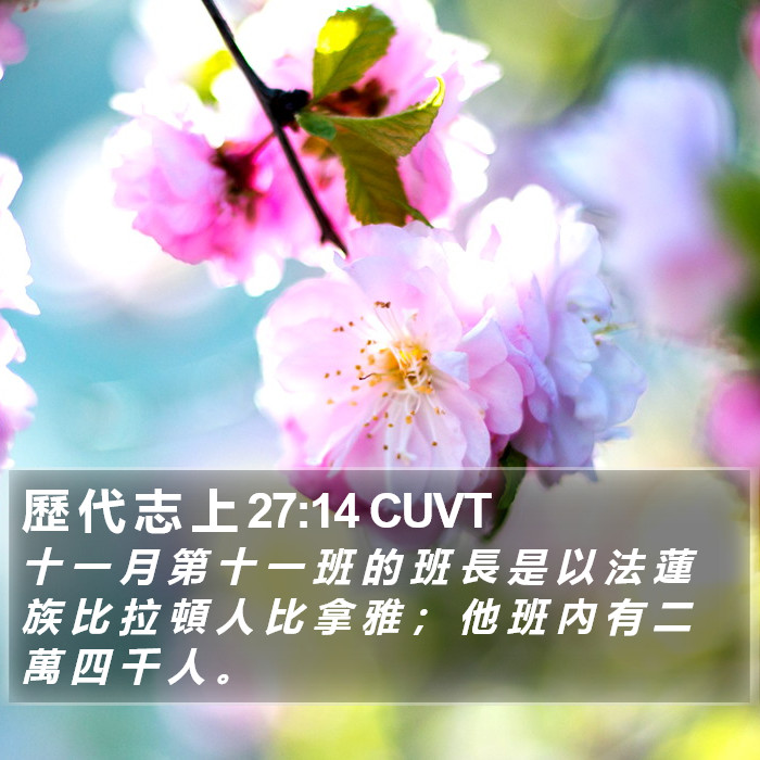 歷 代 志 上 27:14 CUVT Bible Study