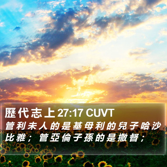 歷 代 志 上 27:17 CUVT Bible Study