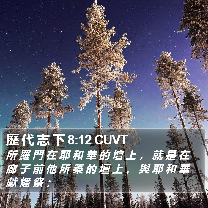 歷 代 志 下 8:12 CUVT Bible Study