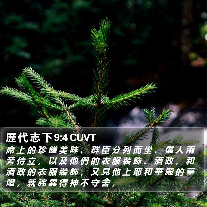 歷 代 志 下 9:4 CUVT Bible Study