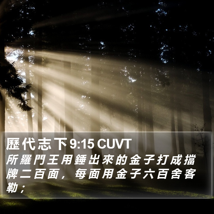 歷 代 志 下 9:15 CUVT Bible Study