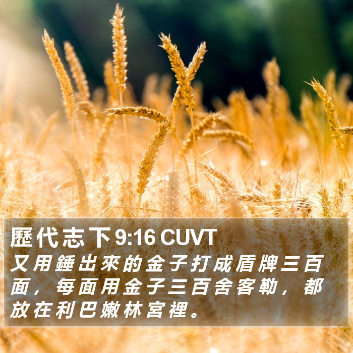 歷 代 志 下 9:16 CUVT Bible Study