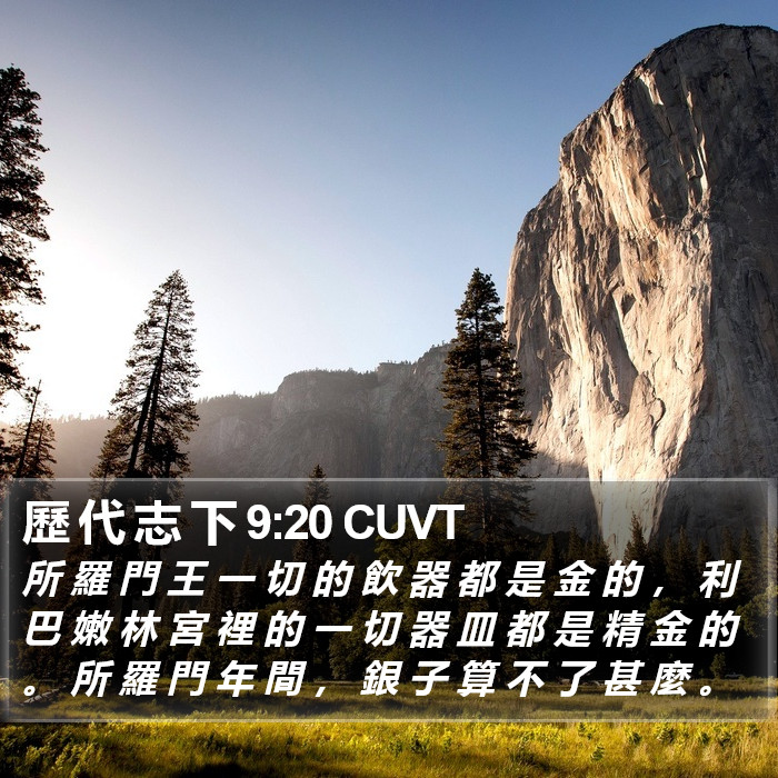 歷 代 志 下 9:20 CUVT Bible Study