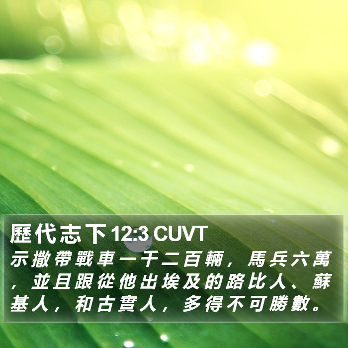歷 代 志 下 12:3 CUVT Bible Study