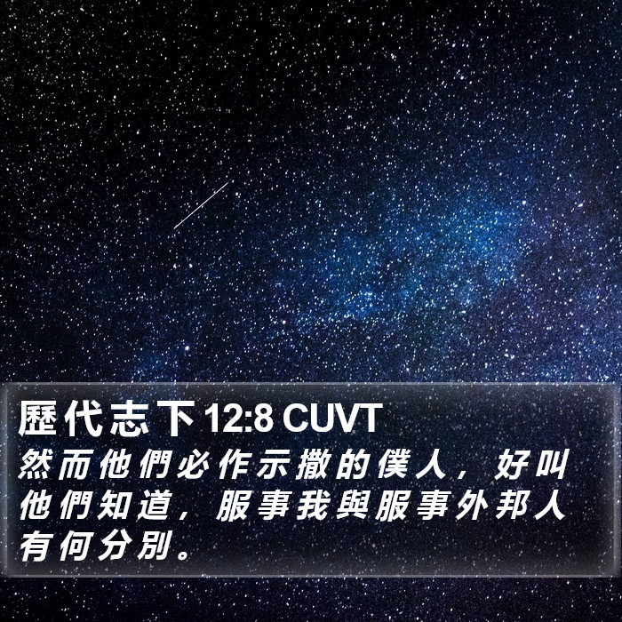 歷 代 志 下 12:8 CUVT Bible Study